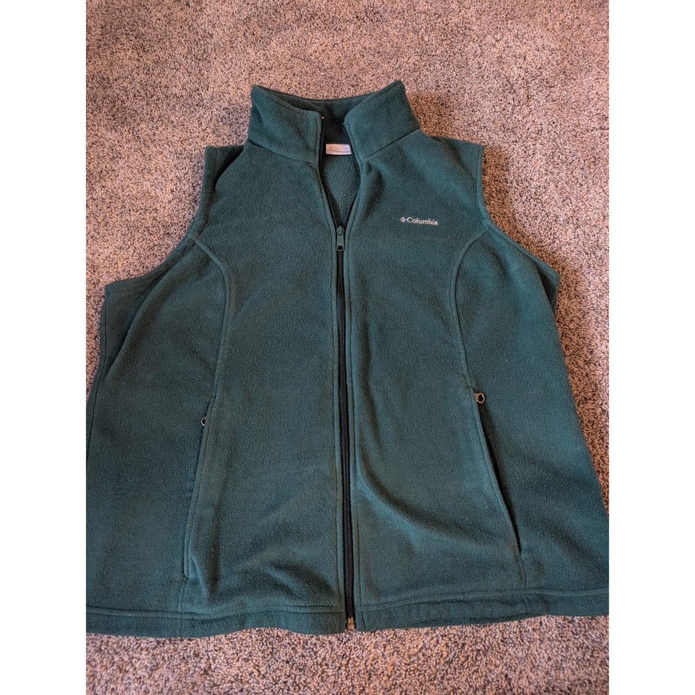 Columbia‎ Mens Fleece Vest Forest Green Full Zip Mock Neck 1X Sportswear Jacket
